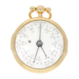 French gold astronomical verge with double-sided dial Circa 1780