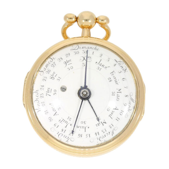 French gold astronomical verge with double-sided dial Circa 1780