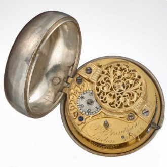 An verge pocket watch in repousse silver pair cases Circa 1789 An verge pocket watch in repousse silver pair cases Circa 1789