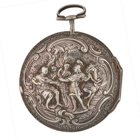 An verge pocket watch in repousse silver pair cases Circa 1789 An verge pocket watch in repousse silver pair cases Circa 1789