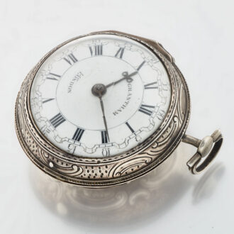An verge pocket watch in repousse silver pair cases Circa 1789 An verge pocket watch in repousse silver pair cases Circa 1789