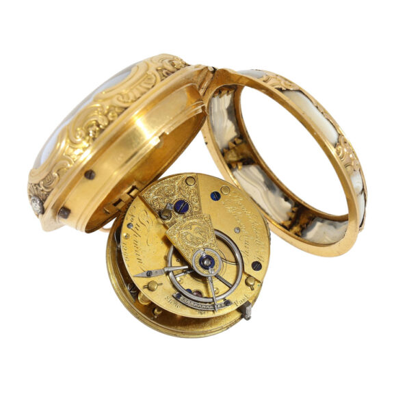 English gold/agate lever watch in Louis XV style Circa 1800 English gold/agate lever watch in Louis XV style Circa 1800