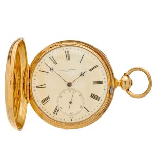 Solid English pocket watch with chronometer escapement Circa 1860