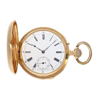 Swiss pink gold hunting cased minute repeater Circa 1895 Swiss pink gold hunting cased minute repeater Circa 1895