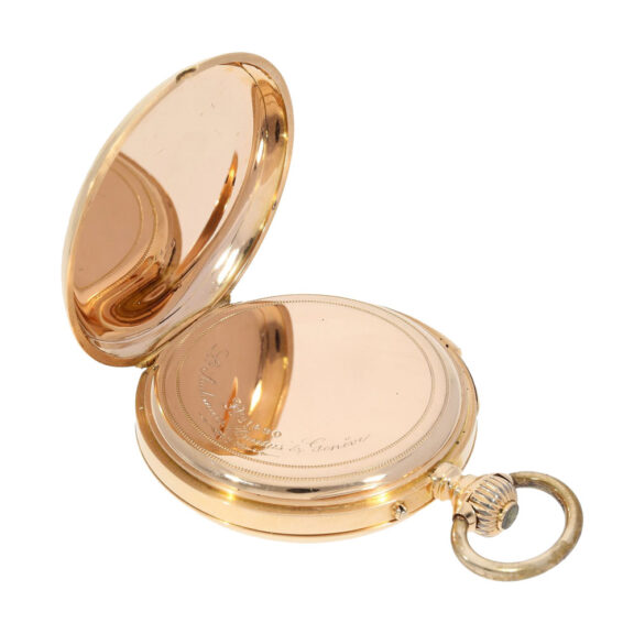 Swiss pink gold hunting cased minute repeater Circa 1895 Swiss pink gold hunting cased minute repeater Circa 1895