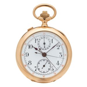 Swiss gold lever split-seconds chronograph with register Circa 1920