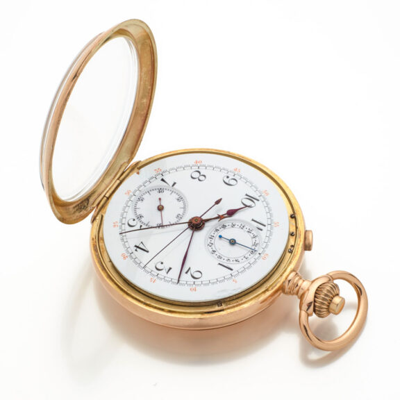 Swiss gold lever split-seconds chronograph with register Circa 1920 Swiss gold lever split-seconds chronograph with register Circa 1920