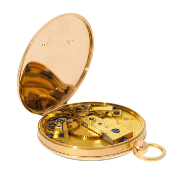 French gold open faced cylinder pocket watch Circa 1805 French gold open faced cylinder pocket watch Circa 1805
