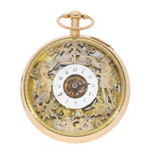 Swiss gold skeletonized repeater with carillon Circa 1820