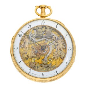 French gold skeletonized repeating verge watch Circa 1820