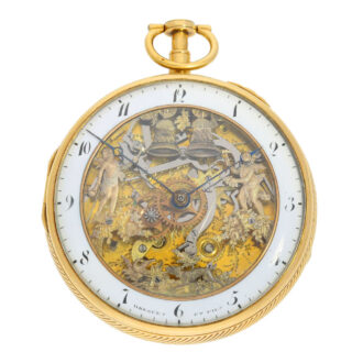 French gold skeletonized repeating verge watch Circa 1820 French gold skeletonized repeating verge watch Circa 1820