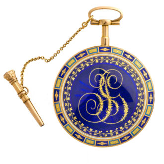 French 18 carat rose gold and enamel watch with date Circa 1800