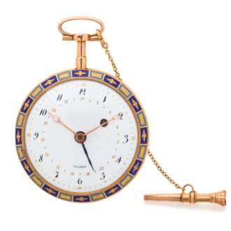 French 18 carat rose gold and enamel watch with date Circa 1800