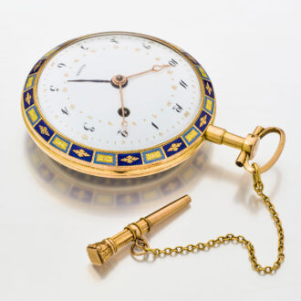 French 18 carat rose gold and enamel watch with date Circa 1800