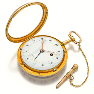 French 18 carat rose gold and enamel watch with date Circa 1800