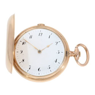 Swiss gold hunting cased repeater with self striking Circa 1820