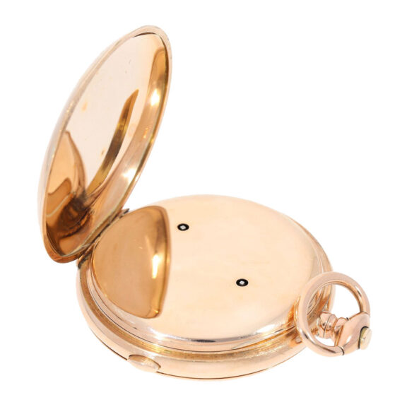 Swiss gold hunting cased repeater with self striking Circa 1820 Swiss gold hunting cased repeater with self striking Circa 1820