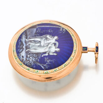 Fine Swiss 18 carat gold and enamel pocket watch Circa 1800