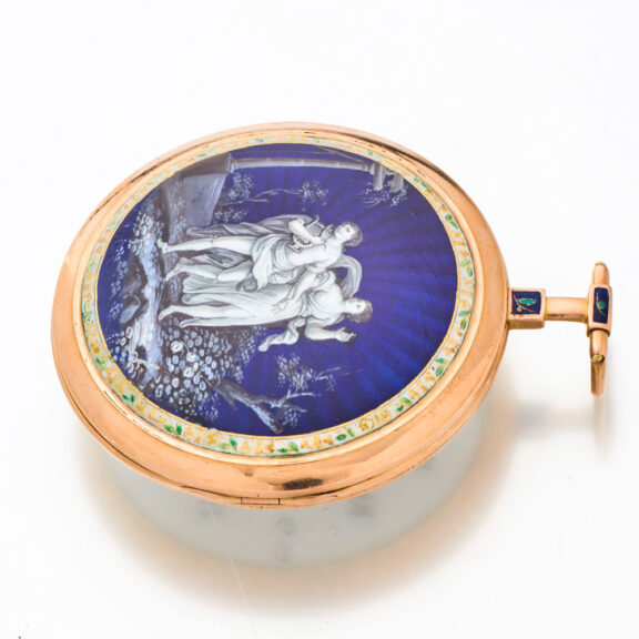 Fine Swiss 18 carat gold and enamel pocket watch Circa 1800 Fine Swiss 18 carat gold and enamel pocket watch Circa 1800