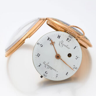 Fine Swiss 18 carat gold and enamel pocket watch Circa 1800