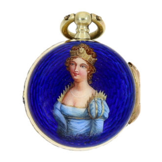 Swiss 18k gold, enamel and diamond set ring watch Circa 1780