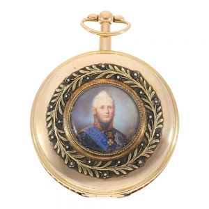 Swiss gold verge repeater with enamel painting Circa 1820