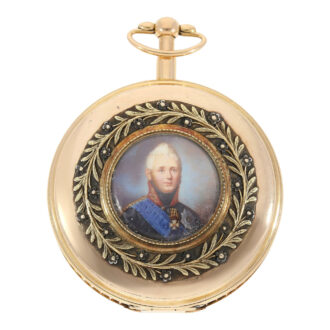 Swiss gold verge repeater with enamel painting Circa 1820 Swiss gold verge repeater with enamel painting Circa 1820