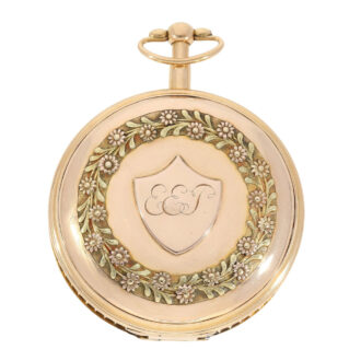 Swiss gold verge repeater with enamel painting Circa 1820 Swiss gold verge repeater with enamel painting Circa 1820
