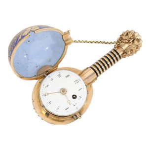 French enamelled gold mandolin form watch Circa 1830