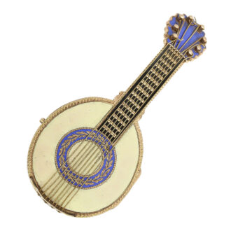 French enamelled gold mandolin form watch Circa 1830