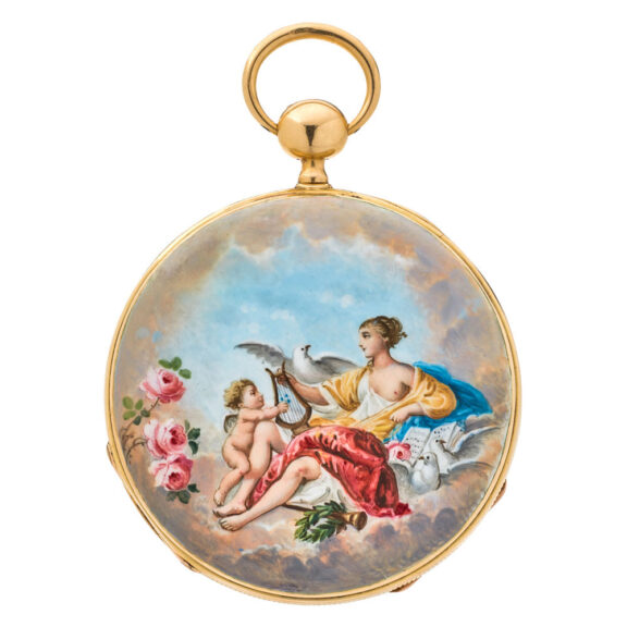Very rare French enamel watch with quarter repeater Circa 1835 Very rare French enamel watch with quarter repeater Circa 1835