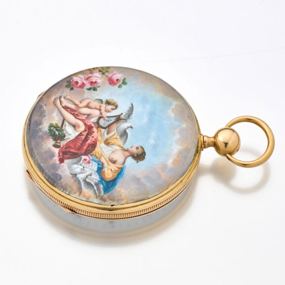 Very rare French enamel watch with quarter repeater Circa 1835 Very rare French enamel watch with quarter repeater Circa 1835