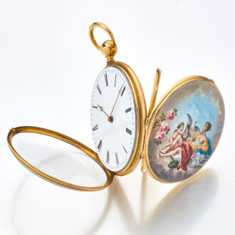 Very rare French enamel watch with quarter repeater Circa 1835