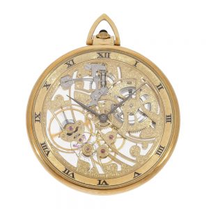 Unique Swiss 18k gold skeletonized dress watch Circa 1980