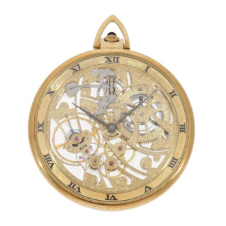 Unique Swiss 18k gold skeletonized dress watch Circa 1980