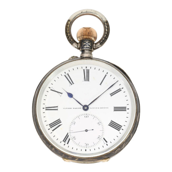 Swiss gold deck watch with niello decoration Circa 1907 Swiss gold deck watch with niello decoration Circa 1907