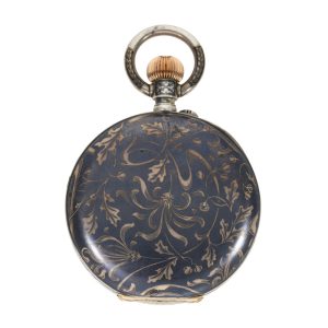 Swiss gold deck watch with niello decoration Circa 1907