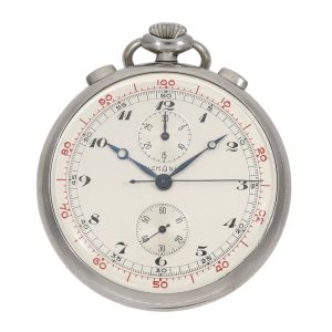 Swiss stainless steel chronograph pocket watch Circa 1930