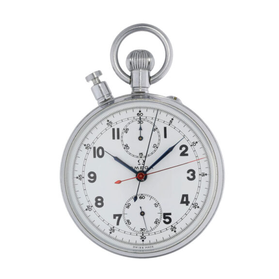 Swiss chromed Omega split seconds chronograph Circa 1961