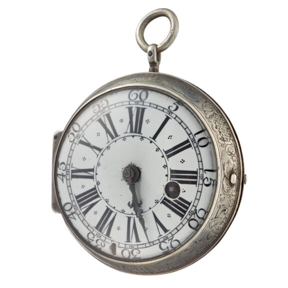 A French oignon with enamel dial in a silver case Circa 1700 A French oignon with enamel dial in a silver case Circa 1700