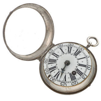 A French oignon with enamel dial in a silver case Circa 1700