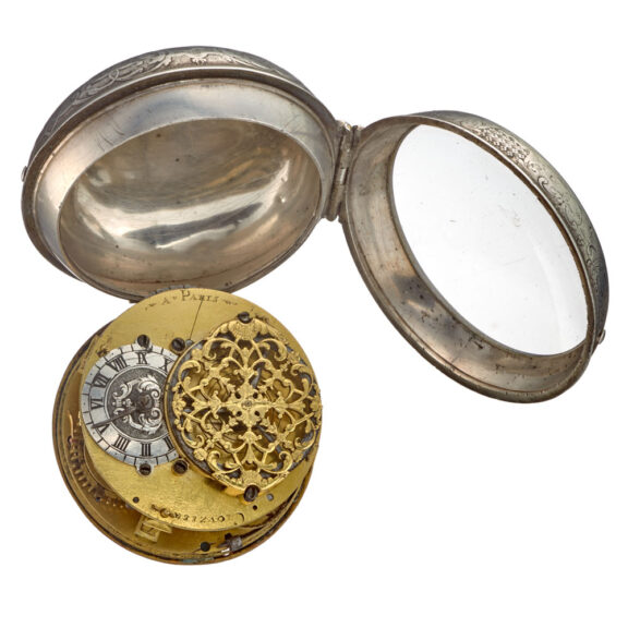 A French oignon with enamel dial in a silver case Circa 1700 A French oignon with enamel dial in a silver case Circa 1700