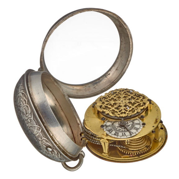A French oignon with enamel dial in a silver case Circa 1700 A French oignon with enamel dial in a silver case Circa 1700