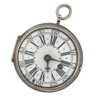 A French oignon with enamel dial in a silver case Circa 1700