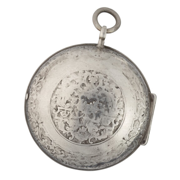 A French oignon with enamel dial in a silver case Circa 1700 A French oignon with enamel dial in a silver case Circa 1700