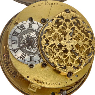 A French oignon with enamel dial in a silver case Circa 1700