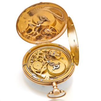Rare French gold repeater with skeletonised movement Circa 1820