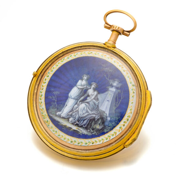 French gold and enamel watch with protective outer Circa 1790 French gold and enamel watch with protective outer Circa 1790