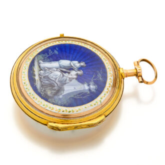 French gold and enamel watch with protective outer Circa 1790