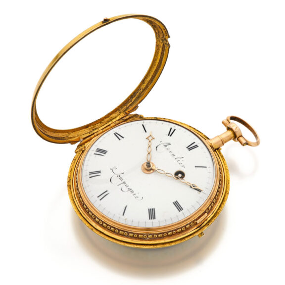 French gold and enamel watch with protective outer Circa 1790 French gold and enamel watch with protective outer Circa 1790